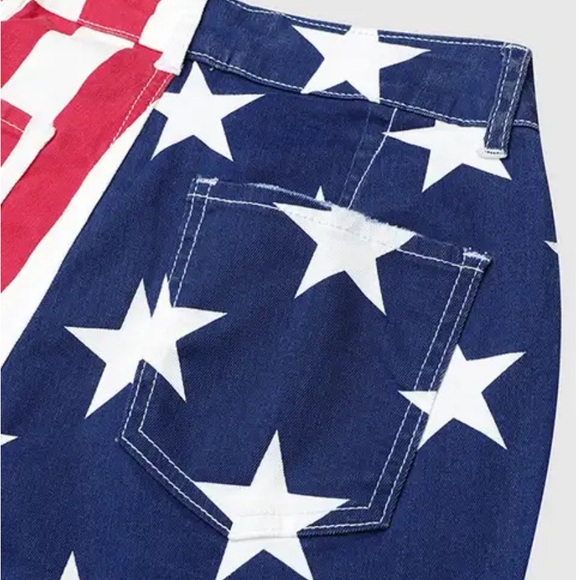 American Flag Pattern High Stretch Mid Rise Bootcut Jeans. Size XL. NWT. - Picture 8 of 10